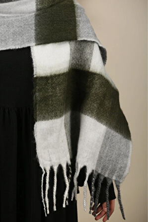 Çift Taraflı Ekose Kışlık Omuz Şalı