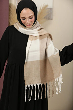 Çift Taraflı Ekose Kışlık Omuz Şalı