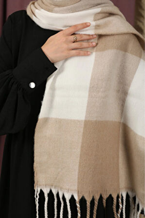 Çift Taraflı Ekose Kışlık Omuz Şalı