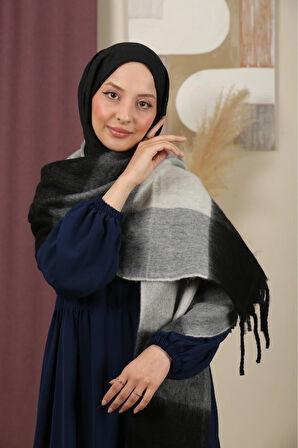 Çift Taraflı Ekose Kışlık Omuz Şalı