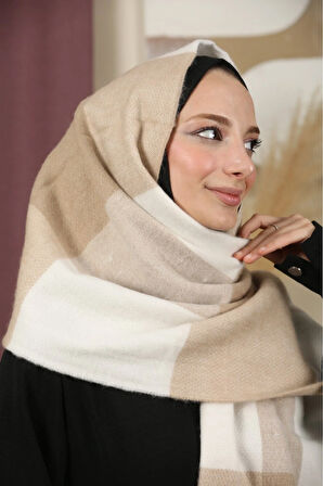 Çift Taraflı Ekose Kışlık Omuz Şalı