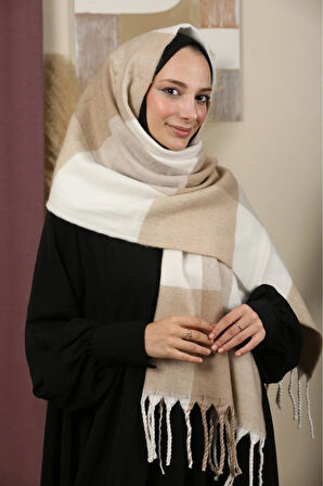 Çift Taraflı Ekose Kışlık Omuz Şalı