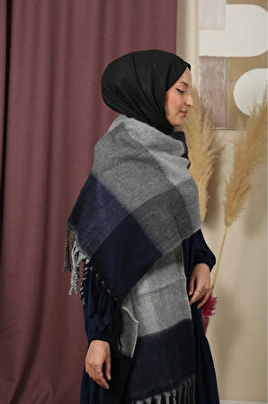 Çift Taraflı Ekose Kışlık Omuz Şalı