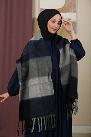 Çift Taraflı Ekose Kışlık Omuz Şalı