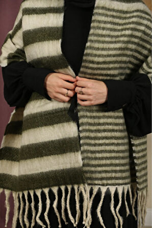 Çift Taraflı Kışlık Omuz Şalı