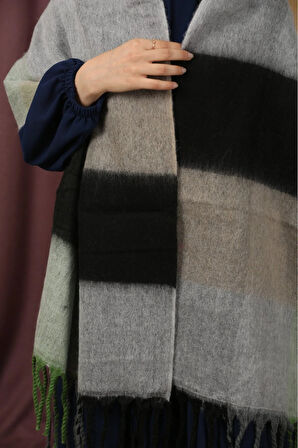 Çift Taraflı Ekose Kışlık Omuz Şalı