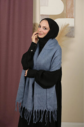 Çift Taraflı Düz Renk Kışlık Omuz Şalı