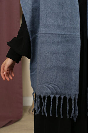 Çift Taraflı Düz Renk Kışlık Omuz Şalı