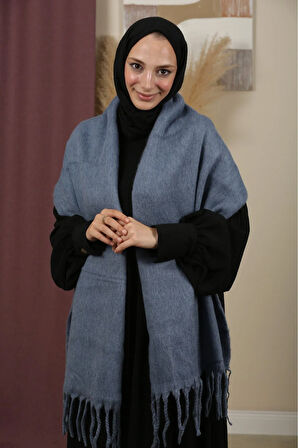 Çift Taraflı Düz Renk Kışlık Omuz Şalı