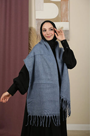 Çift Taraflı Düz Renk Kışlık Omuz Şalı