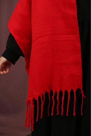 Çift Taraflı Düz Renk Kışlık Omuz Şalı