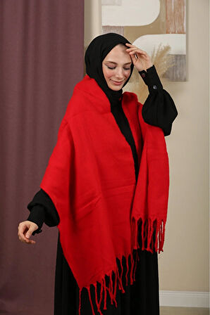 Çift Taraflı Düz Renk Kışlık Omuz Şalı