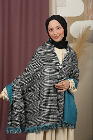 Çift Taraflı Ekose Kışlık Omuz Şalı