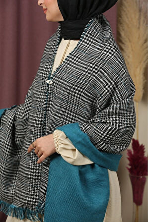 Çift Taraflı Ekose Kışlık Omuz Şalı