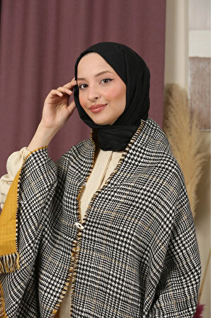 Çift Taraflı Ekose Kışlık Omuz Şalı