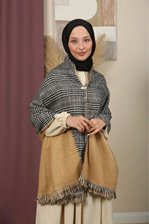 Çift Taraflı Ekose Kışlık Omuz Şalı