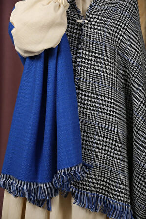 Çift Taraflı Ekose Kışlık Omuz Şalı