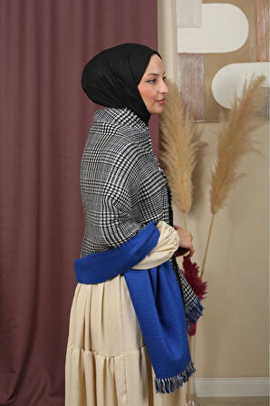 Çift Taraflı Ekose Kışlık Omuz Şalı