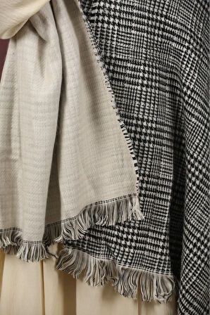 Çift Taraflı Ekose Kışlık Omuz Şalı