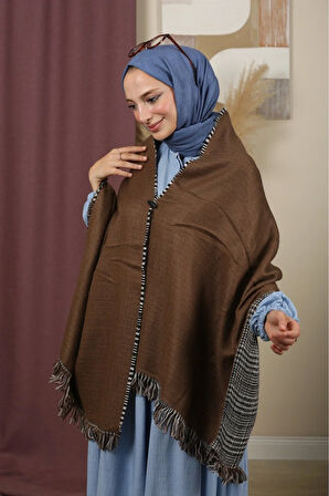 Çift Taraflı Ekose Kışlık Omuz Şalı