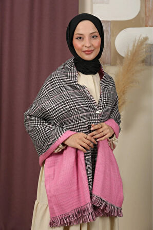 Çift Taraflı Ekose Kışlık Omuz Şalı