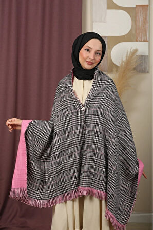 Çift Taraflı Ekose Kışlık Omuz Şalı