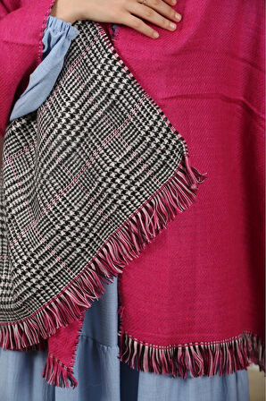 Çift Taraflı Ekose Kışlık Omuz Şalı