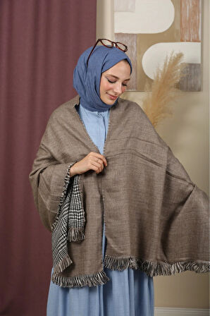 Çift Taraflı Ekose Kışlık Omuz Şalı