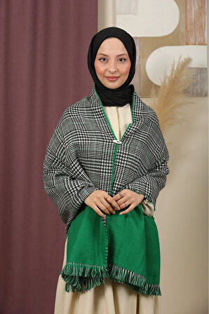 Çift Taraflı Ekose Kışlık Omuz Şalı