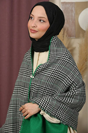 Çift Taraflı Ekose Kışlık Omuz Şalı