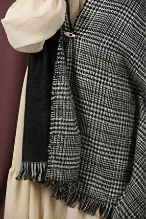 Çift Taraflı Ekose Kışlık Omuz Şalı