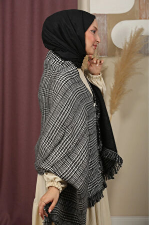 Çift Taraflı Ekose Kışlık Omuz Şalı