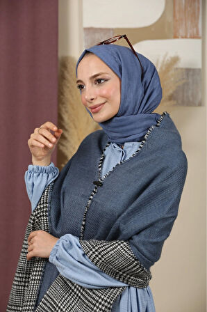 Çift Taraflı Ekose Kışlık Omuz Şalı