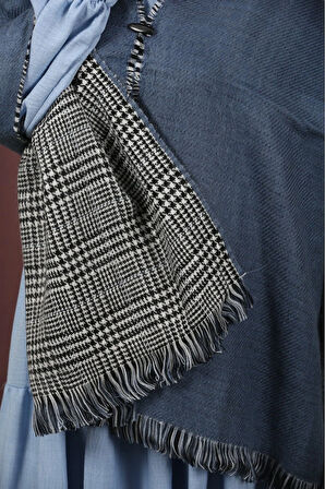 Çift Taraflı Ekose Kışlık Omuz Şalı