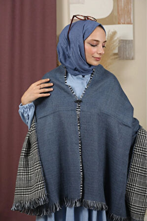 Çift Taraflı Ekose Kışlık Omuz Şalı