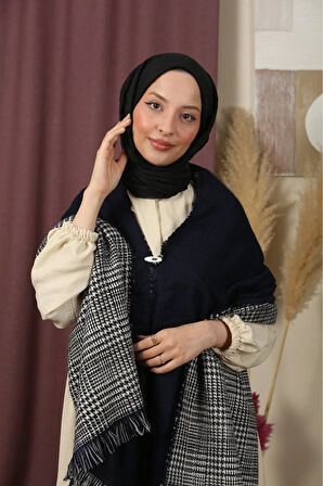 Çift Taraflı Ekose Kışlık Omuz Şalı