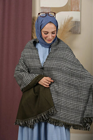 Çift Taraflı Ekose Kışlık Omuz Şalı