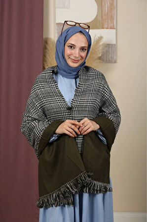 Çift Taraflı Ekose Kışlık Omuz Şalı