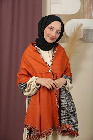 Çift Taraflı Ekose Kışlık Omuz Şalı