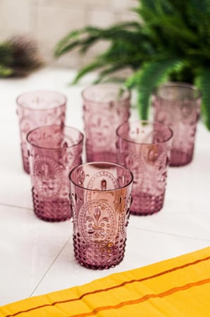 Akrilik Mürdüm 6'lı Kısa Bardak & Su Meşrubat Kahve Yanı Bardağı 400 ml ( Cam Değildir )
