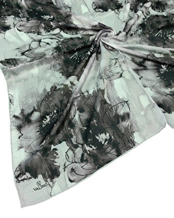 Valino Çiçek Desenli Şifon Eşarp – 90x90 cm