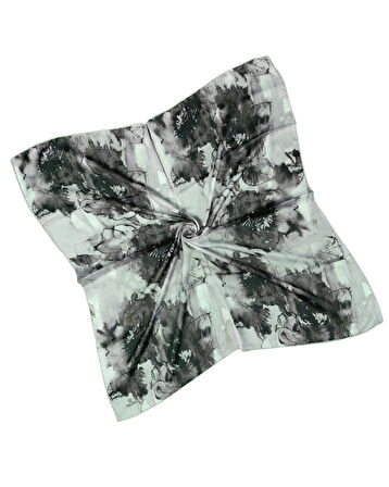 Valino Çiçek Desenli Şifon Eşarp – 90x90 cm