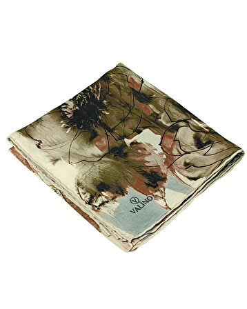 Valino Çiçek Desenli Şifon Eşarp – 90x90 cm