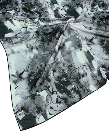 Valino Çiçek Desenli Şifon Eşarp – 90x90 cm