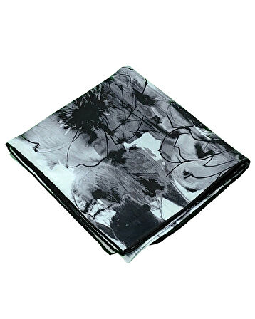 Valino Çiçek Desenli Şifon Eşarp – 90x90 cm