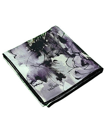 Valino Çiçek Desenli Şifon Eşarp – 90x90 cm