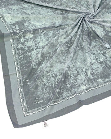 Valino Bulut Desenli Şifon Eşarp – 90x90 cm