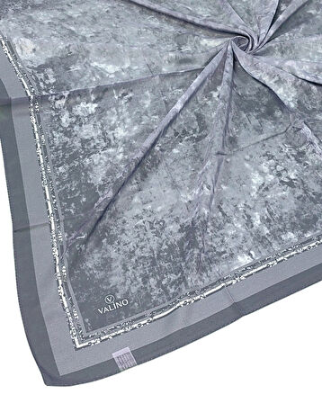 Valino Bulut Desenli Şifon Eşarp – 90x90 cm