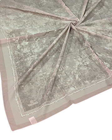 Valino Bulut Desenli Şifon Eşarp – 90x90 cm