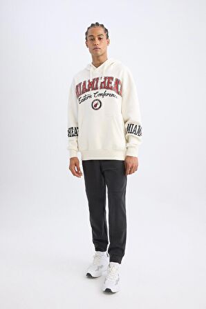 DeFactoFit NBA Miami Heat Oversize Geniş Kalıp Kapüşonlu Baskılı Kalın Sweatshirt D0672AX24AUER105